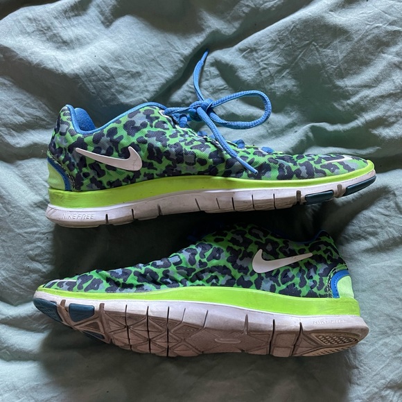 Nike Shoes - Green & Blue Cheetah Nikes